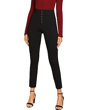 SweatyRocks Women's Casual Skinny Leggings Stretchy High Waisted Work Pants | Amazon (US)