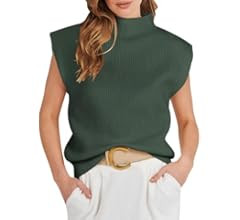 Caracilia Women's Sleeveless Sweater Vest Casual Loose Mock Neck Cap Sleeve Knit Pullover Tank To... | Amazon (US)