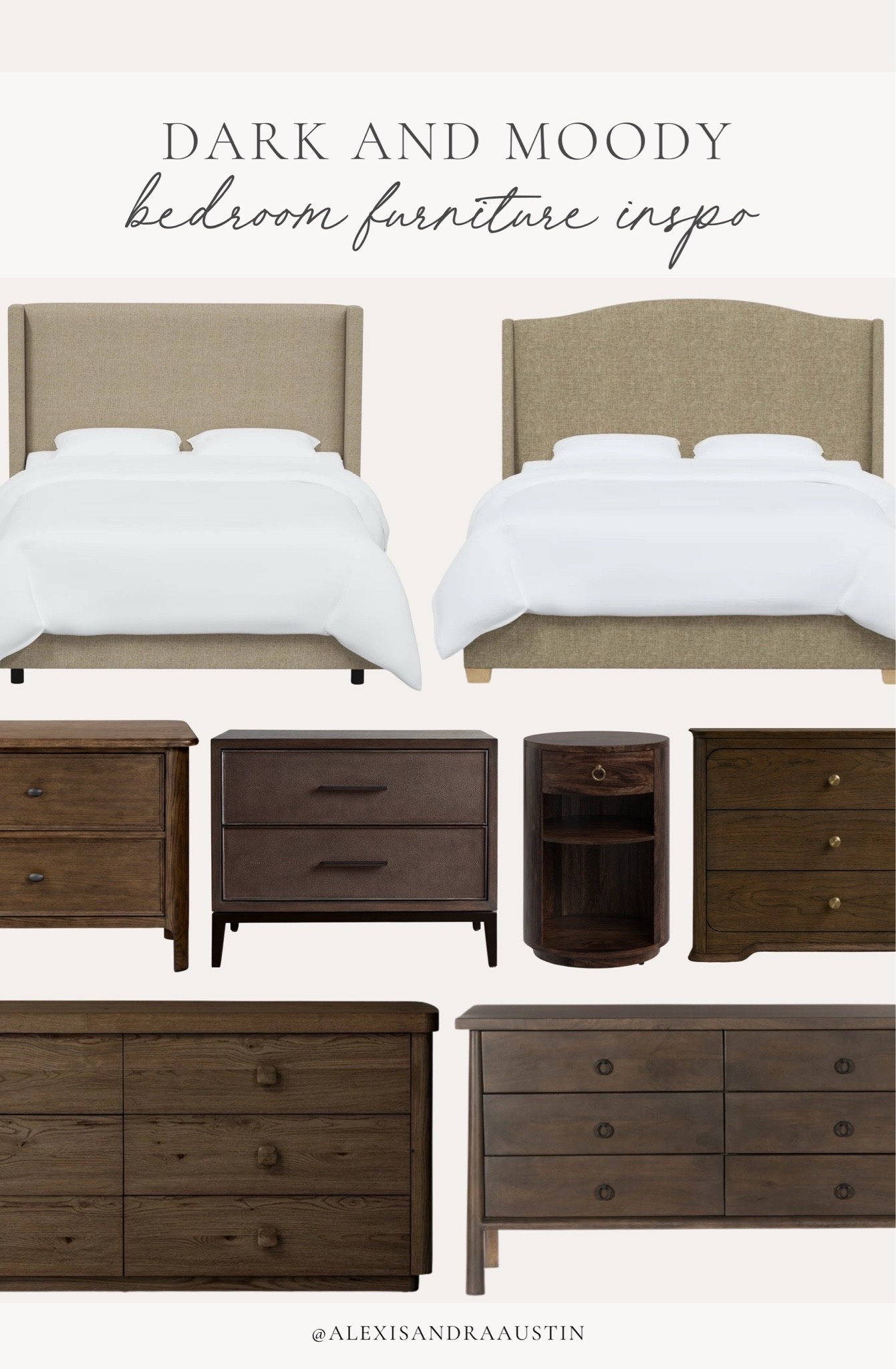Dark and moody furniture roundup for the bedroom! From nightstand staples to upholstered bed details — find all of the inspo that caught my eye for a dark and sophisticated look.

Home finds, neutral home inspo, furniture favorites, upholstered bed frame, nightstand details, dresser favorites, dark and moody, Wayfair, Four Hands, McGee and Co,

#LTKSeasonal