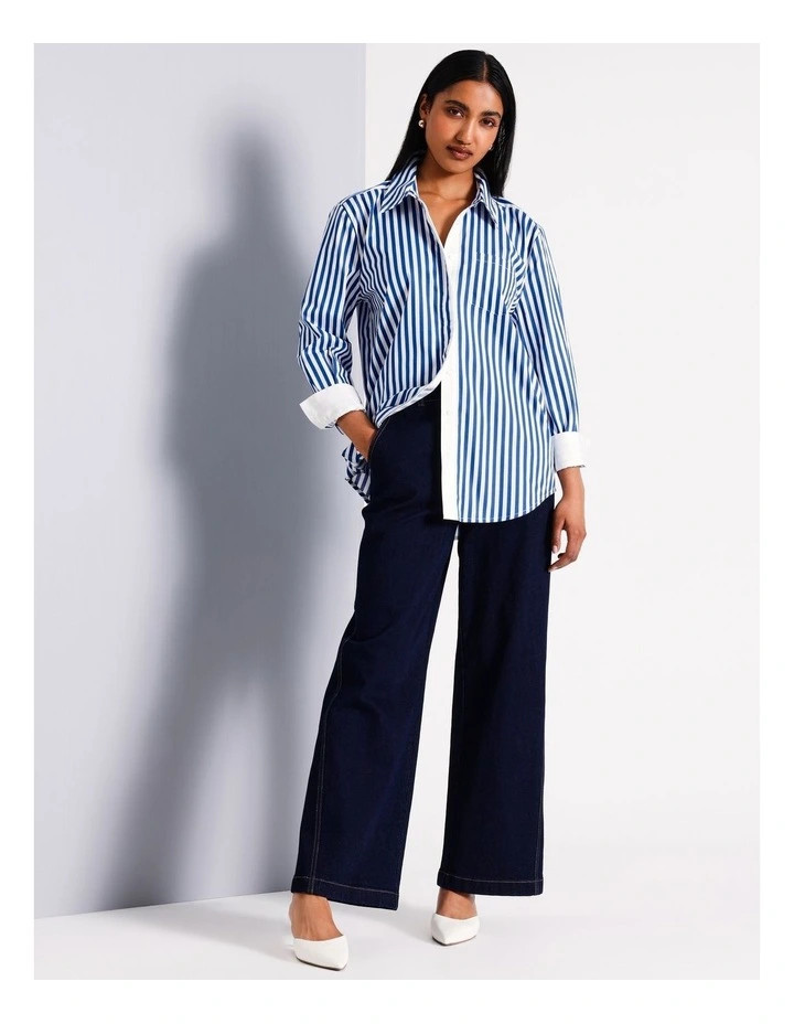 BasqueOrganic Cotton Stripe Shirt in Cobalt | Myer