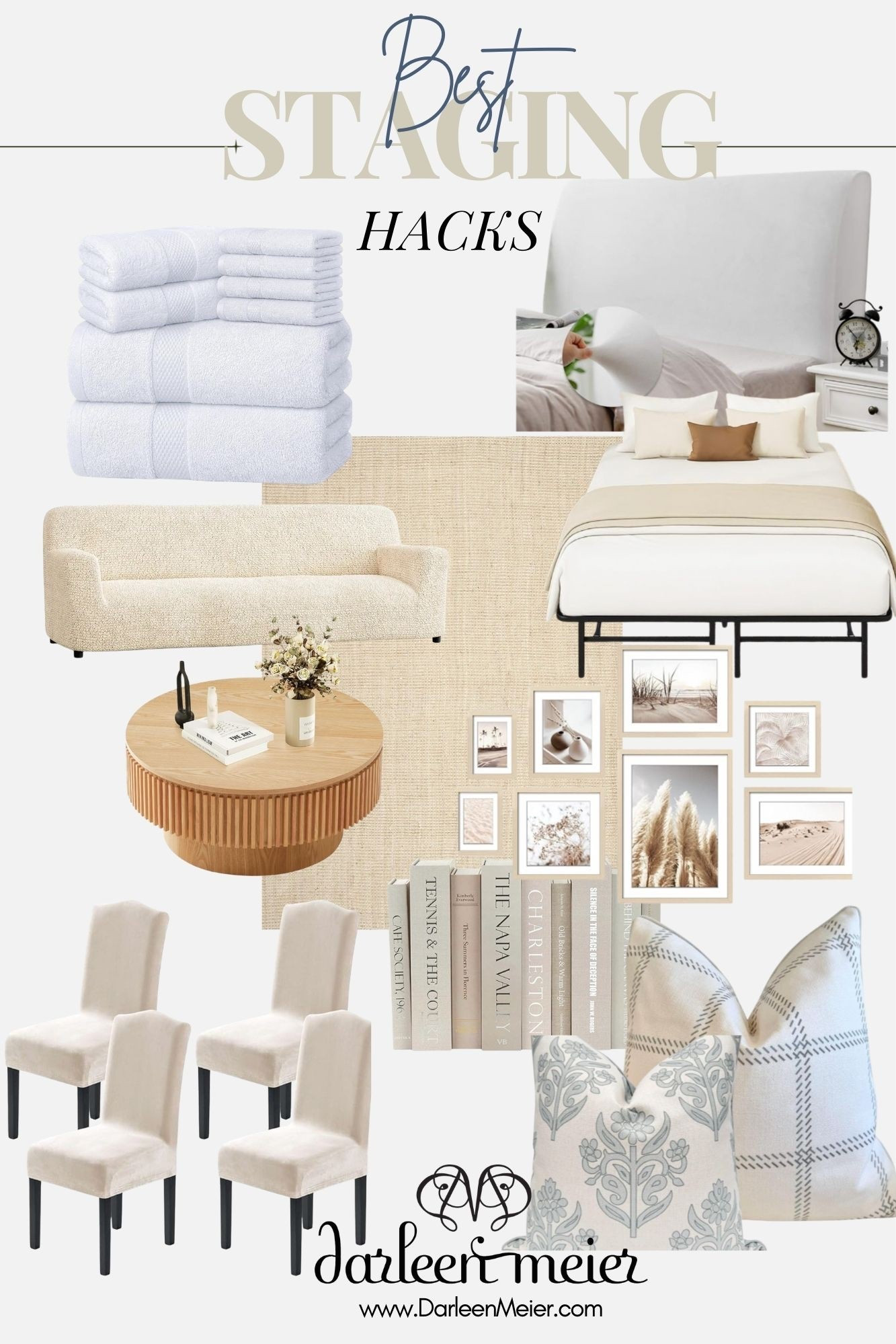 Best staging hacks!— sofa covers, white towels, headboard covers, area rugs, portable beds, storage furniture like this coffee table, fake books, gallery artwork, dining chair covers, throw pillows 

#LTKdayinmylife #LTKHome