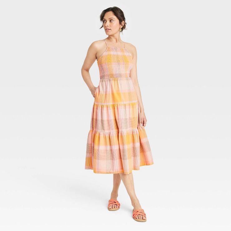 Women's Sleeveless Smocked Linen Midi Sundress - Universal Thread™ | Target