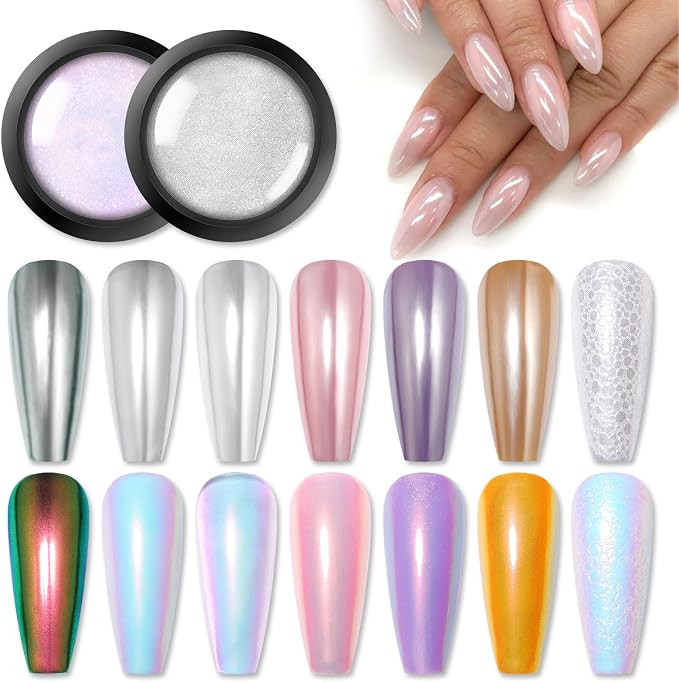 BORN PRETTY Chrome Powder Metallic Mirror Auroras Mermaid Pearl Pigment Powder Manicure Nail Art ... | Amazon (US)