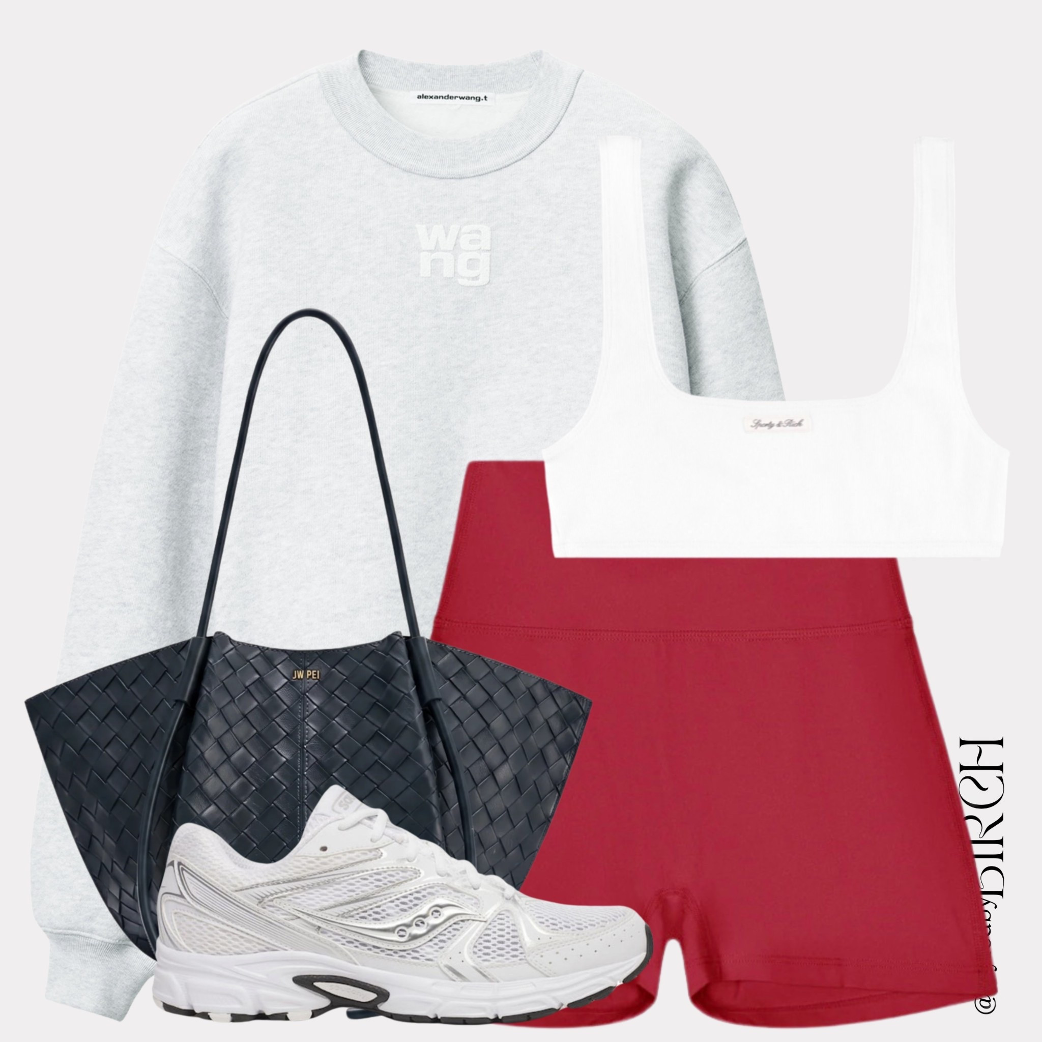 Friday energy right here 🤍 Errands, Pilates or checking in for your summer vacation, this outfit does it all. The red shorts and grey sweat is such a good combo and I’m obsessed with how it came together.

#ootd #casualstyle #fridayoutfit #outfitinspo #chicstyle

Tags 🏷️
Grey logo sweatshirt, white sports crop top, red cycling shorts, white running trainers, black woven leather tote bag

#LTKsummer #LTKfitness #LTKstyletip