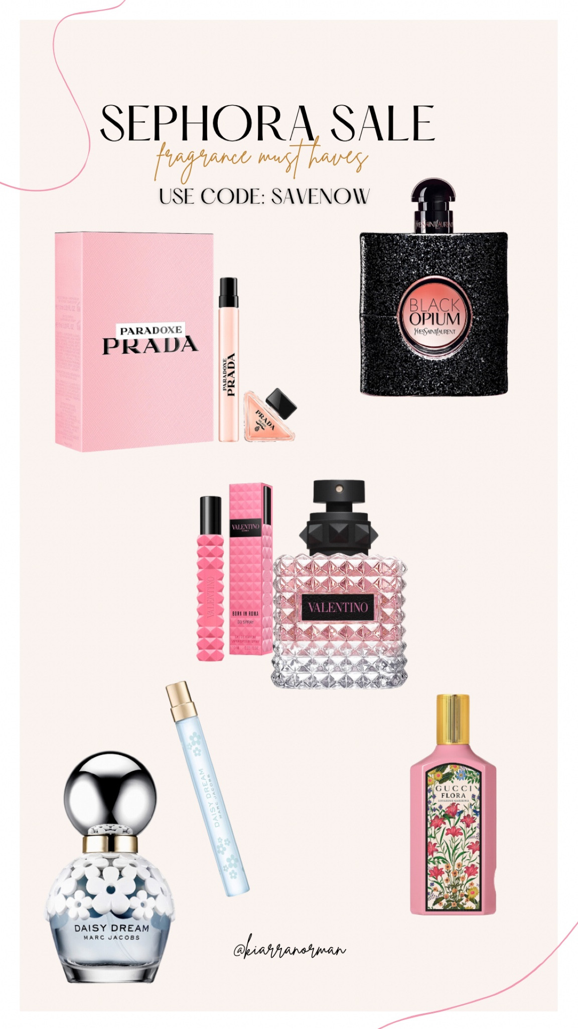 The Sephora sale is HERE and so is the round up of my favorite products ✨ starting off strong with my non negotiable scents 🌸 all so feminine, if you’re looking for a scent that screams spring Daisy Marc Jacobs and Gucci Gardenia are IT 💕 if you’re looking for scents a bit warmer but still spring Prada and Valentino will be your best friends. Great gift ideas as well in travel sizes or just to keep in your purse! 

#LTKsalealert #LTKGiftGuide #LTKBeautySale