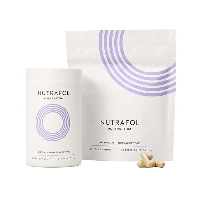 Nutrafol Postpartum Hair Growth Supplements, Clinically Tested for Visibly Thicker Hair and Less ... | Amazon (US)