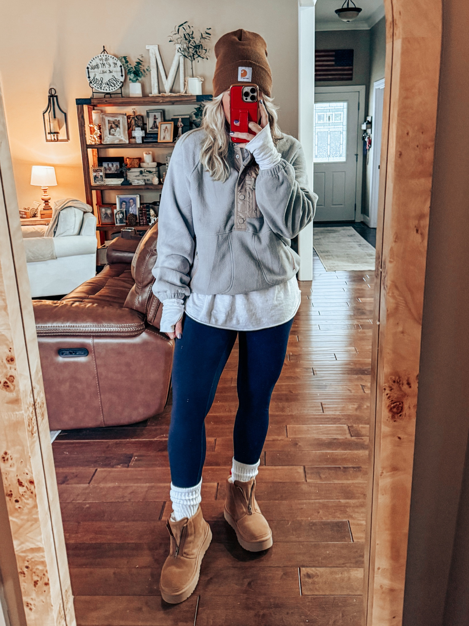 Snow Day at home outfit ❄️
Pullover - L
Long sleeve tunic tee - M
Navy Leggings - M
Uggs - true to size 


#LTKStyleTip #LTKOver40 #LTKFindsUnder50