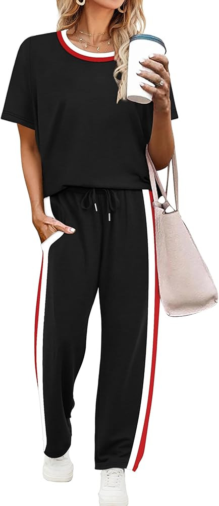 Amazon.com: WIHOLL Summer Outfits for Women 2026 Spring Two Piece Lounge Sets Short Sleeve Tops W... | Amazon (US)