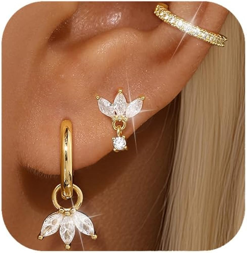 GEORGE · SMITH 3 pairs Flowers earring set for Women, Hypoallergenic Earrings Trendy Versatile S... | Amazon (US)