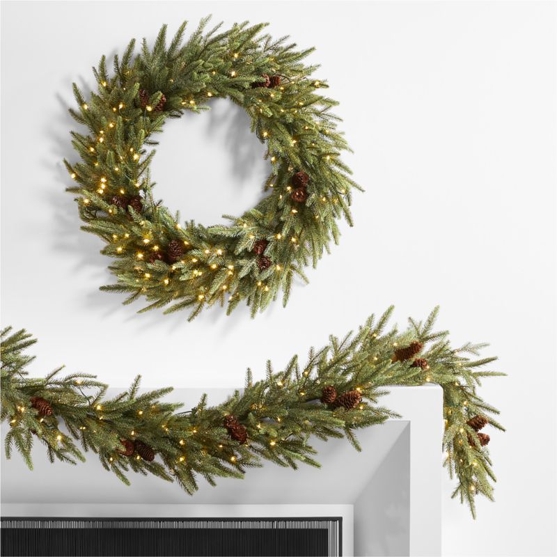 Norway Spruce Holiday Wreath and Garland Set + Reviews | Crate & Barrel | Crate & Barrel