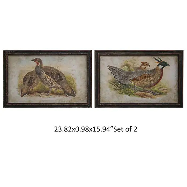 Framed Pheasant Prints Set of 2 | Antique Farm House