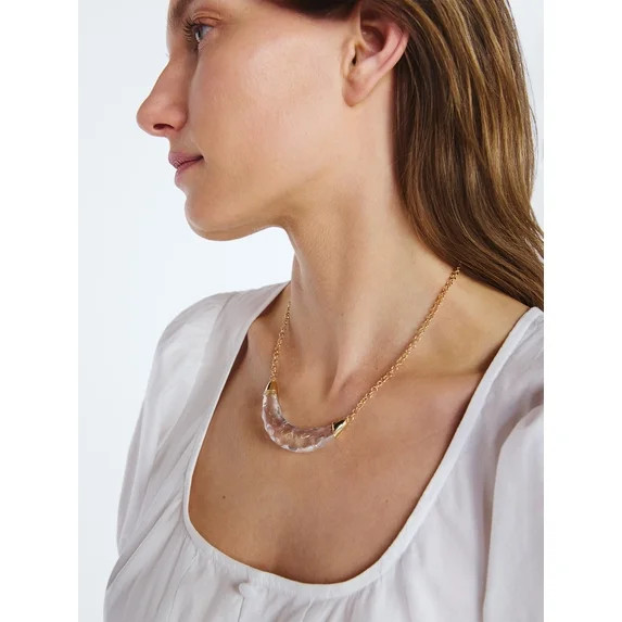 Scoop Women's Gold Tone Sculpted Lucite Pendant Necklace | Walmart (US)