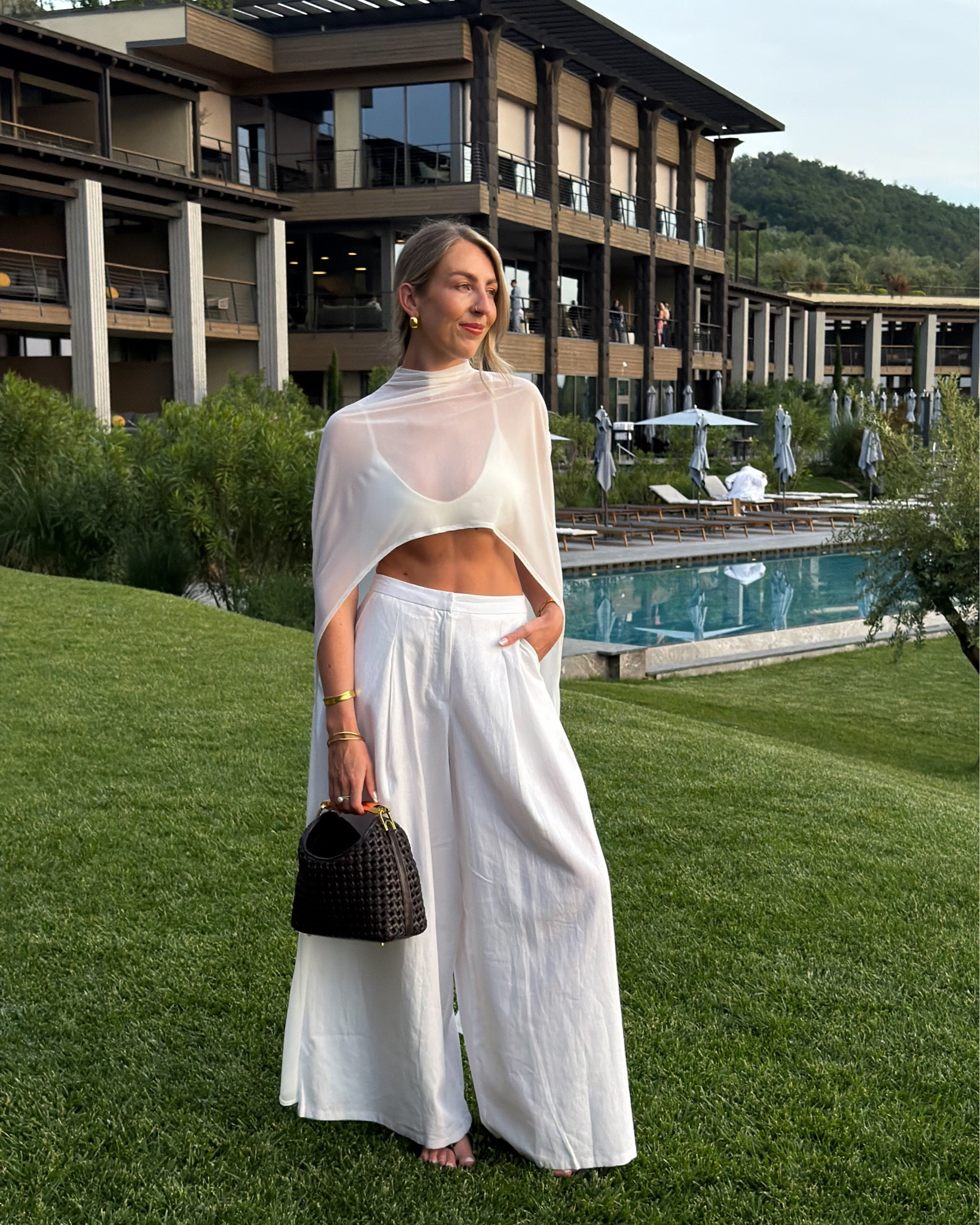 White linen trousers & sheer cape top outfit 🤍✨ 

Holiday outfits, evening outfit, minimal outfits, cape blouse 

#LTKtravel #LTKsummer #LTKdatenight