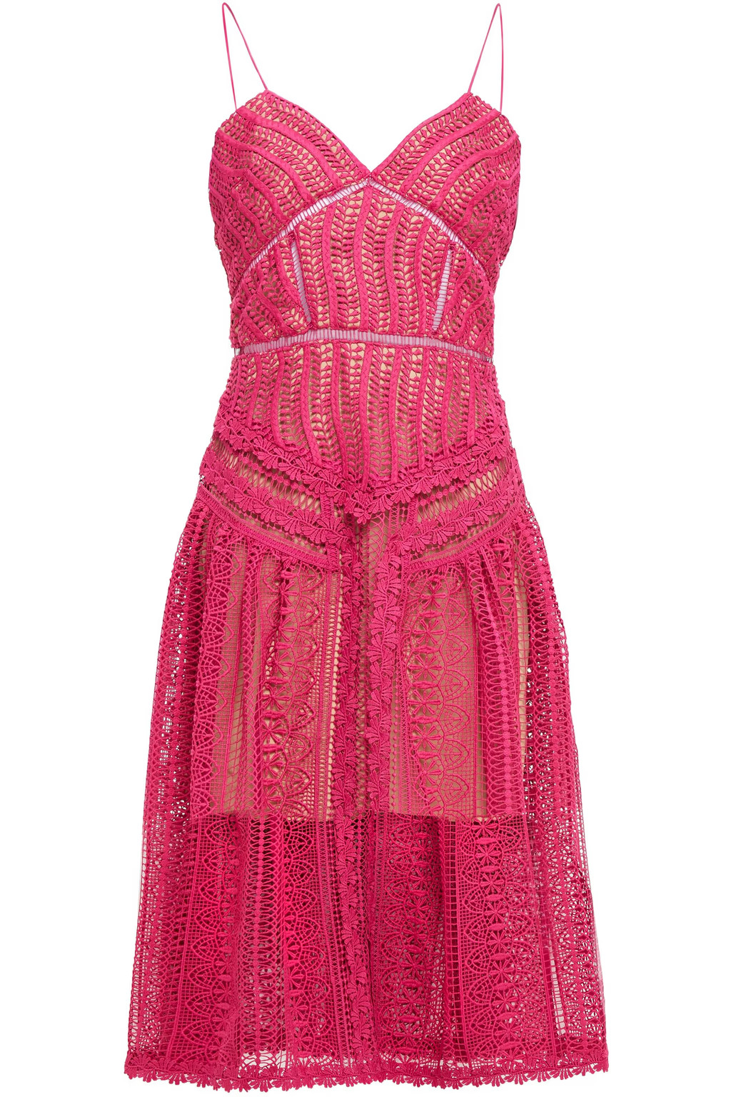 SELF-PORTRAITFlared guipure lace midi dress | The Outnet (US and CA)