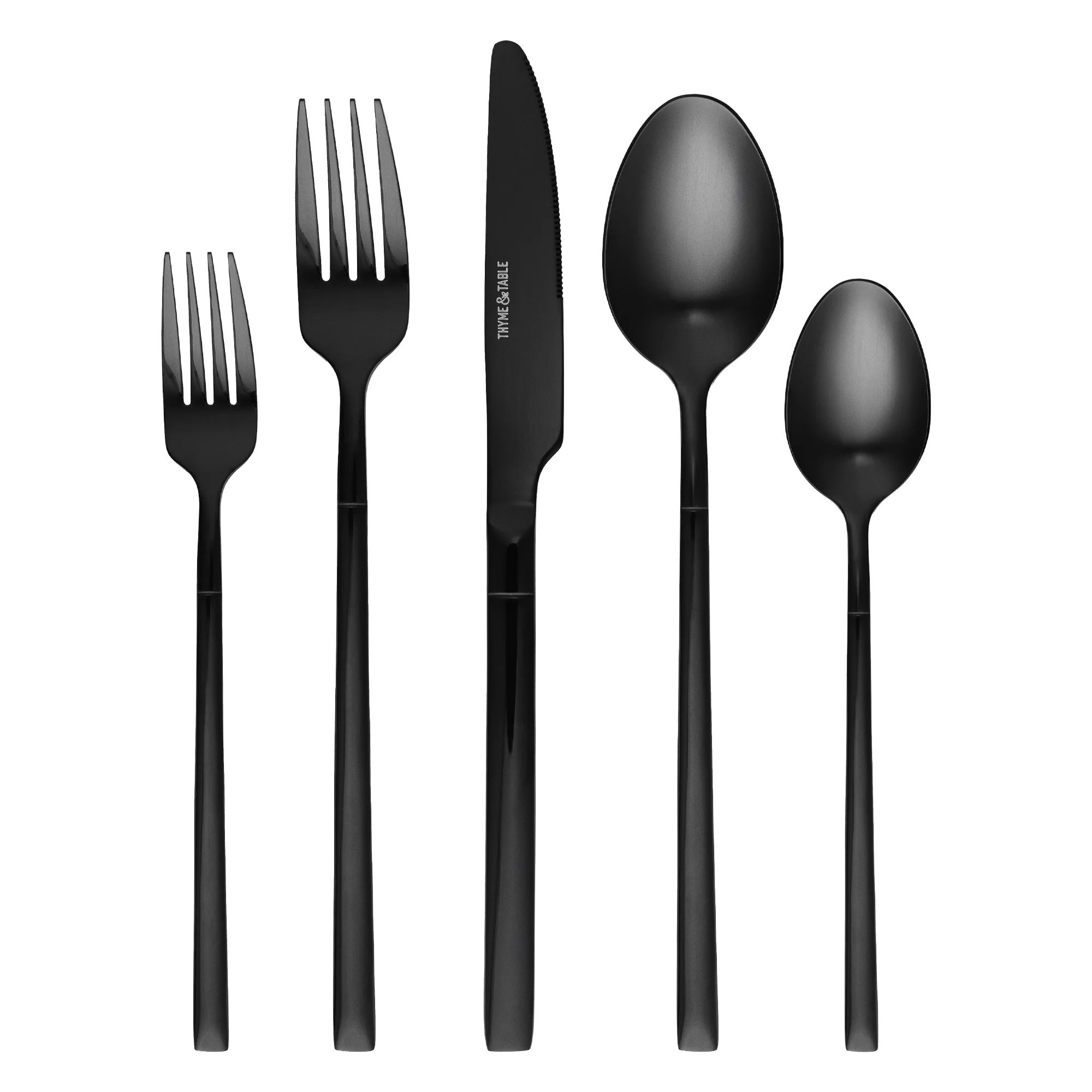 Thyme & Table 20-Piece Arden Stainless Steel Flatware Set, Black | Walmart (US)