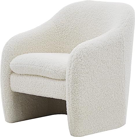 New Pacific Direct Zella Faux Shearling Fabric Arm Accent Chair, Beige | Amazon (US)