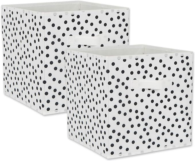 DII Non Woven Storage Collection Polka Dot Collapsible Bin, White & Black, Large Set, 13x13x13 Cube, | Amazon (US)