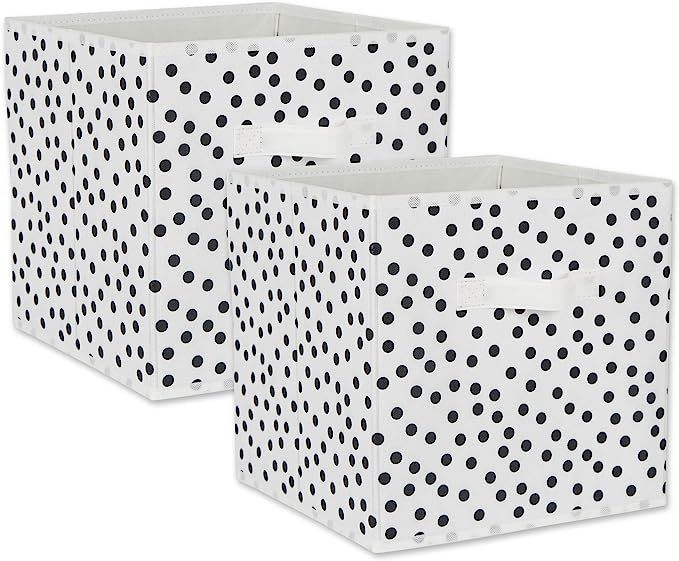 DII Non Woven Storage Collection Polka Dot Collapsible Bin, White & Black, Large Set, 13x13x13 Cube, | Amazon (US)