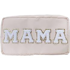 Chenille Letter Bag Mama Gift Makeup Bag Nylon Cosmetic Bag with Varsity Patch Makeup Pouch Bag G... | Amazon (US)