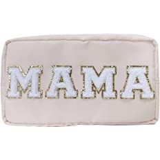 Chenille Letter Bag Mama Gift Makeup Bag Nylon Cosmetic Bag with Varsity Patch Makeup Pouch Bag G... | Amazon (US)