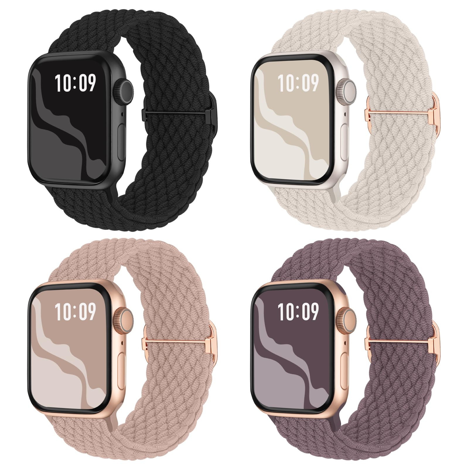 Braided Stretchy Solo Loop Compatible for Apple Watch Band 38mm 40mm 41mm 42mm 44mm 45mm 46mm 49m... | Amazon (US)