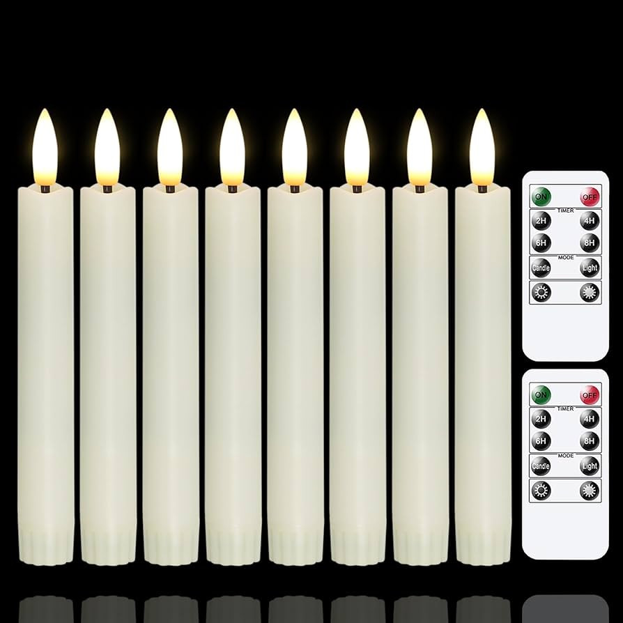 Battery Operated Flameless Taper Candles with Two Remote Timer, 6.4" LED 3D-Wick Window Candles, ... | Amazon (US)