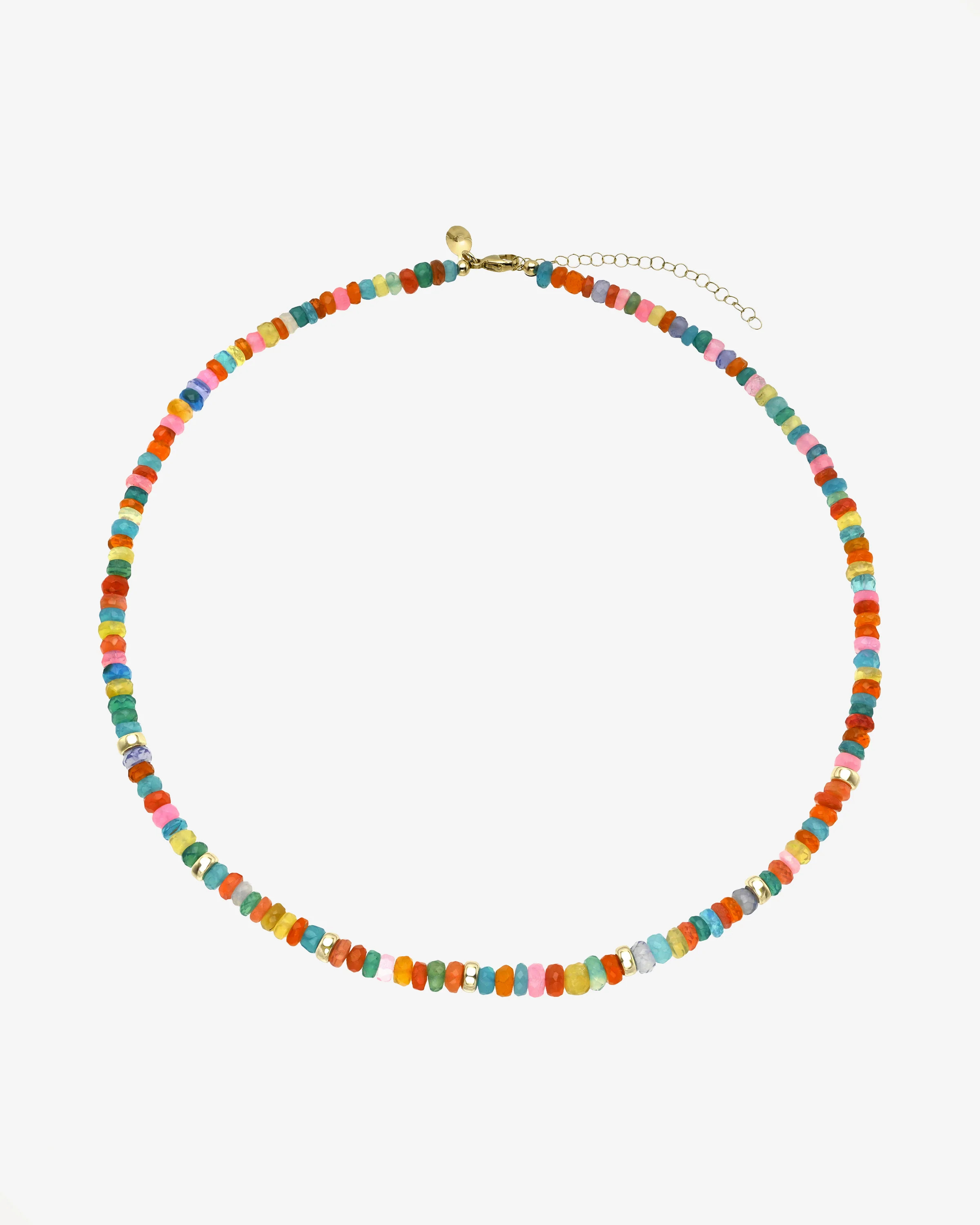 14K Gold Rainbow Opal Segment Bead Necklace | Zoe Lev Jewelry