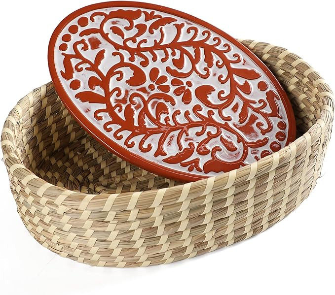 Bread Warmer Basket with Stone,Bread Baskets for Serving,Terracotta Bread Warmer Gifts for Sourdo... | Amazon (US)