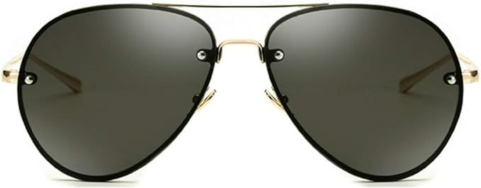 Classic Double Bridge Metal Aviator Sunglasses Retro UV400 Semi-rimless Glasses | Amazon (US)