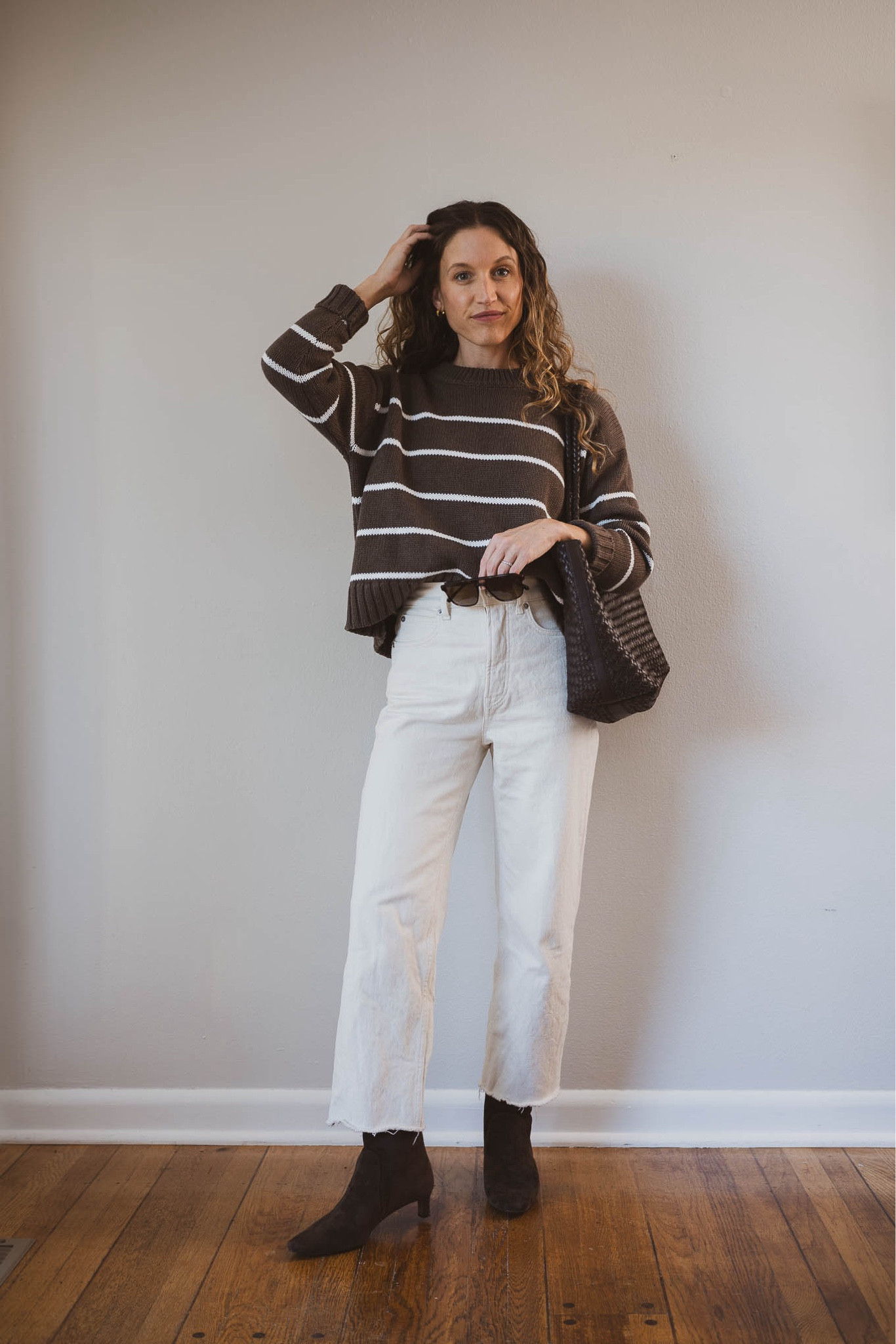 Fall Capsule: Day Eight 🍂

Quince sweater, XS, TTS. Everlane jeans, 24, I took my smaller size. Madewell boots, run small, size up a full size. Madewell bag (currently 25% off!) Quince sunglasses. Parker Necklace and Makena Hoops from Sela Designs, ASHLEYROHR10 for 10% off  

#LTKSaleAlert #LTKSeasonal #LTKOver40