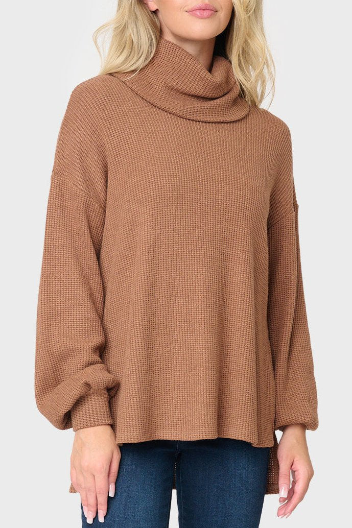 Cowl Neck Blouson Sleeve Soft Luxe Sweater | Gibson