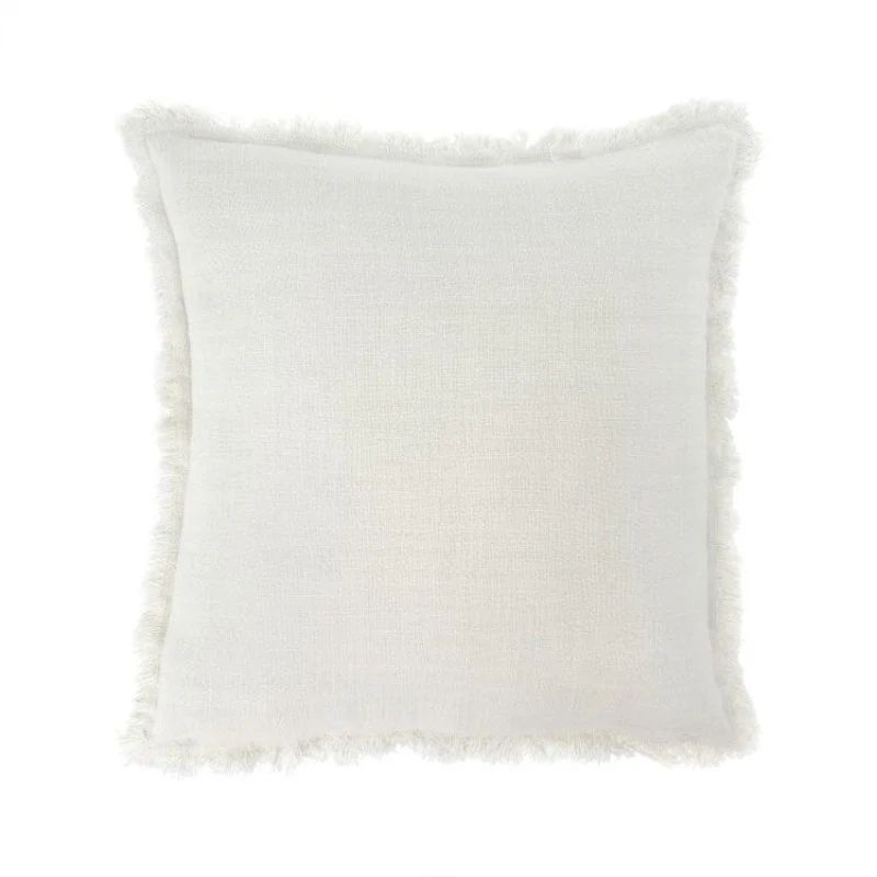 Ivory Frayed Edge Pillow -20x20 | Linen & Flax Co
