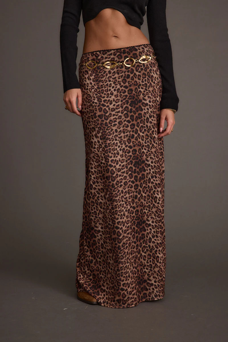 Julia Leopard Print Maxi Skirt | 12th Tribe