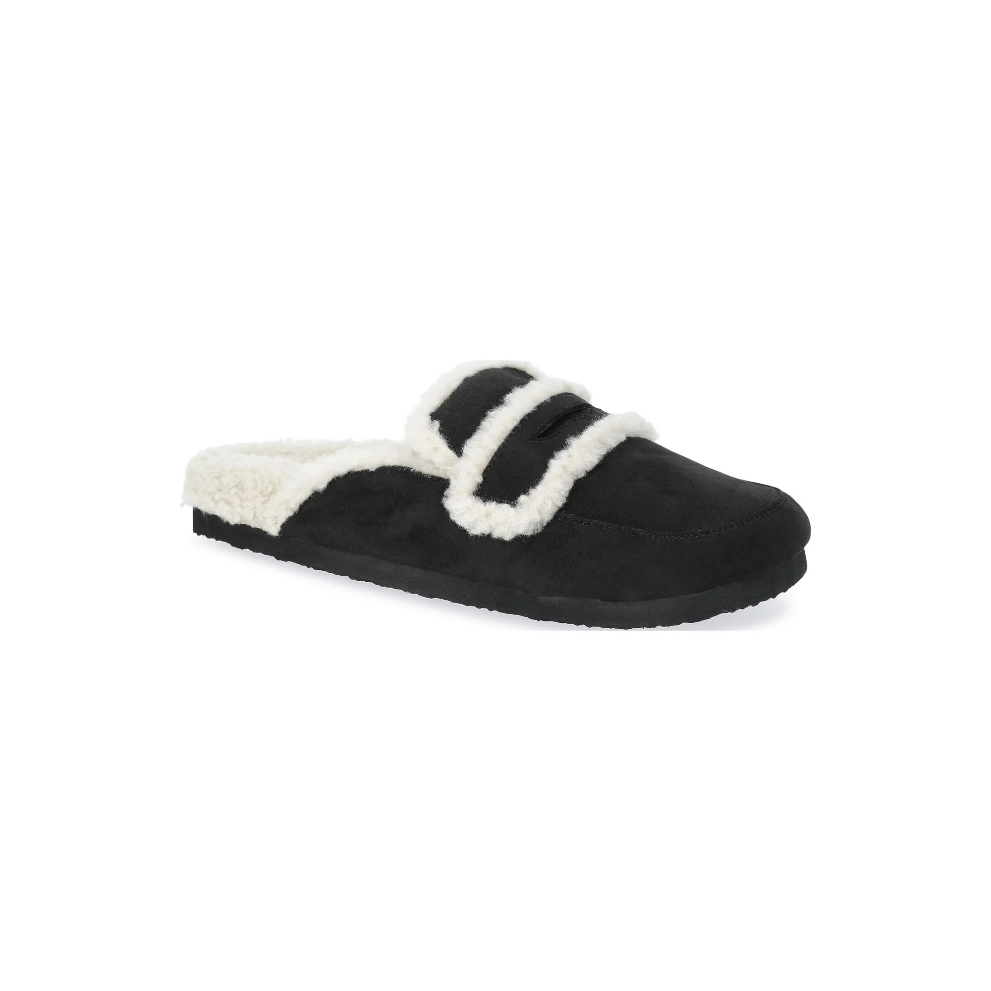 Time and Tru Women's Faux Shearling Slide On Loafers | Walmart (US)
