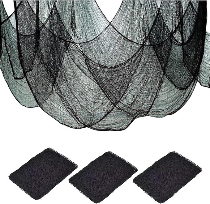 3PCS Halloween Creepy Cloth Black (30×144inch) Scary Spooky Cloth Creepy Table Gauze Cobweb Spid... | Amazon (US)