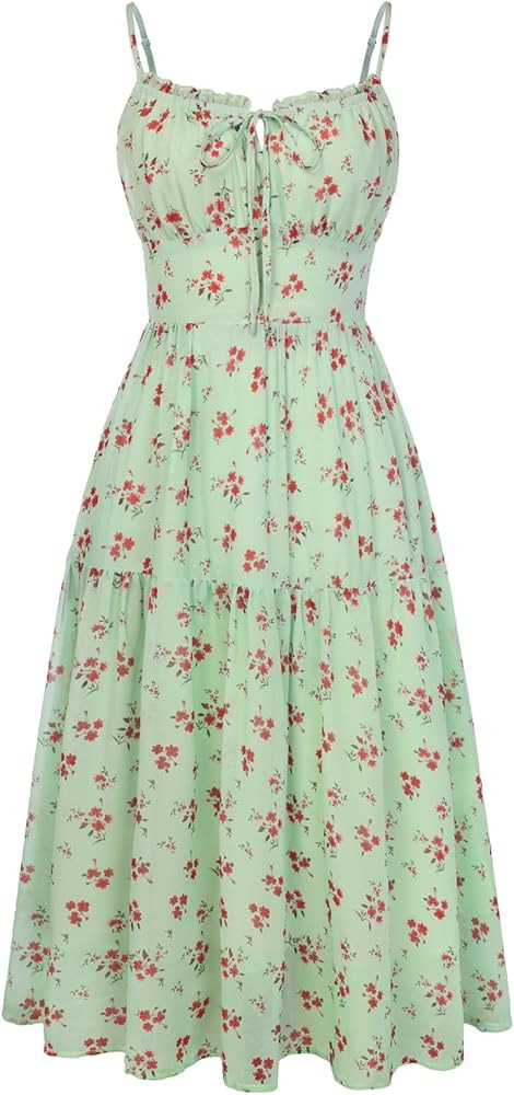 Belle Poque Floral Dress for Women Wedding Guest 2026 Spring Summer Midi Flowy Tea Party A Line M... | Amazon (US)