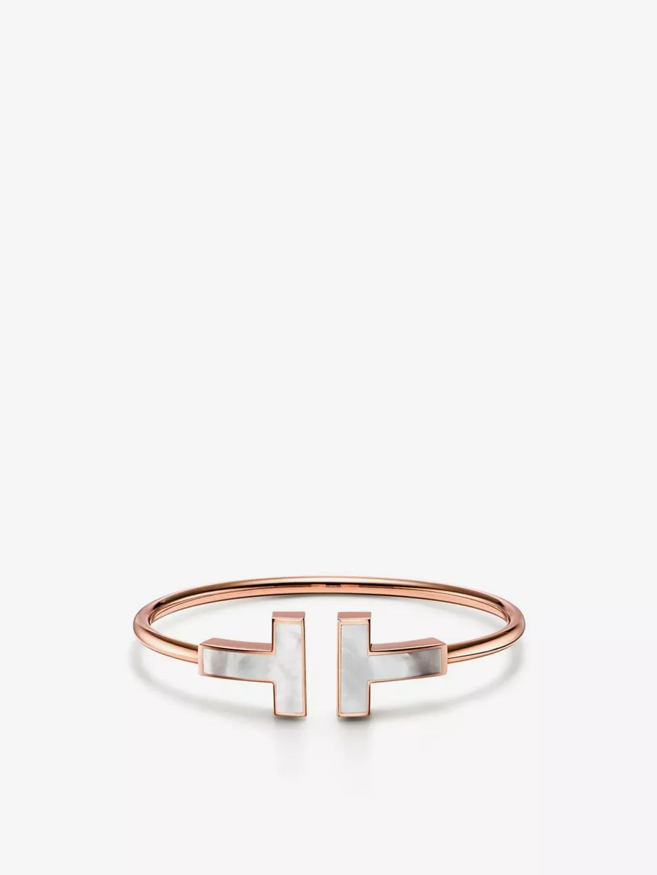 Tiffany T 18ct rose-gold and mother-of-pearl bracelet | Selfridges
