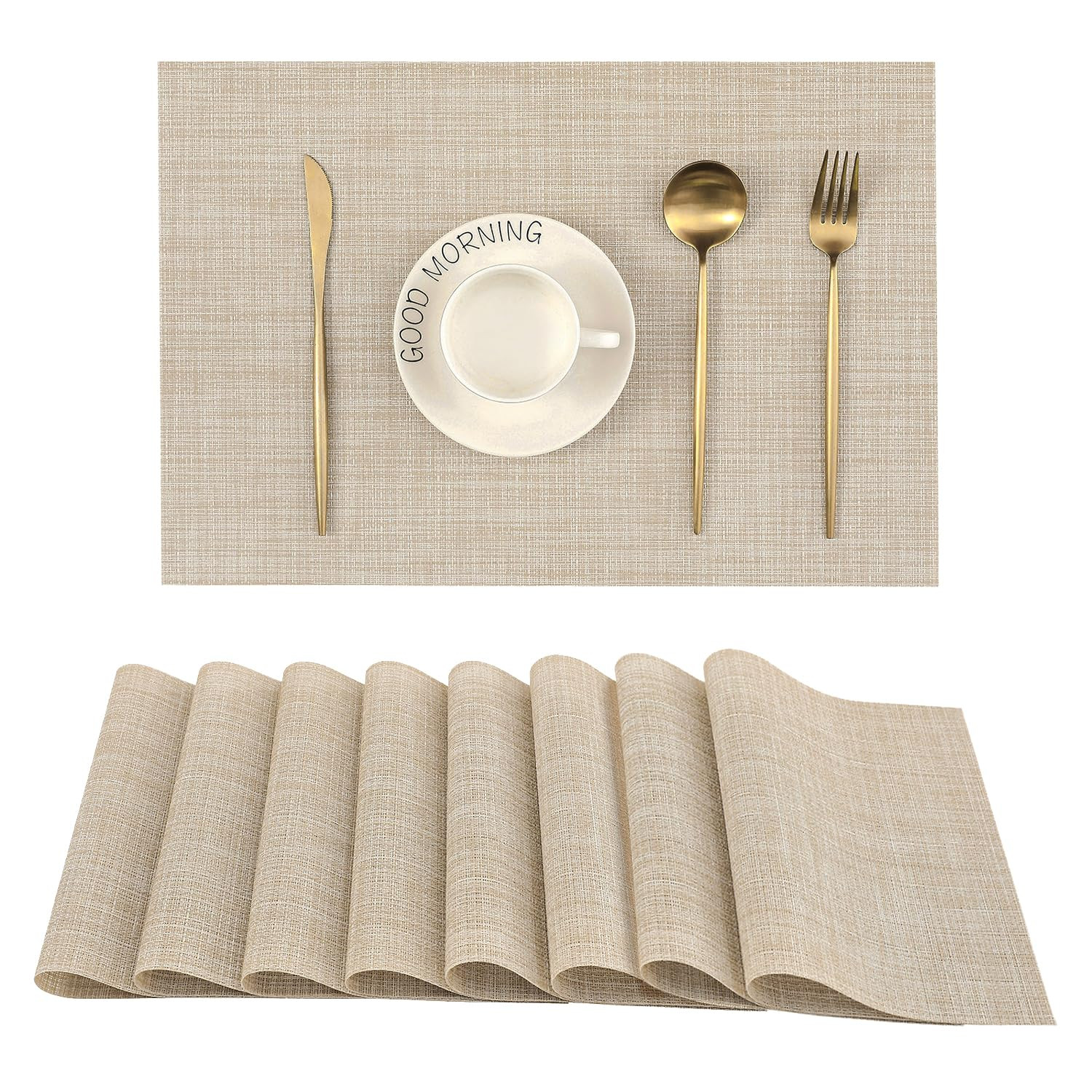 Leetaltree Beige Placemats Set of 8 - Heat Resistant Non-Slip Place mats for Dining Table, Washab... | Amazon (CA)