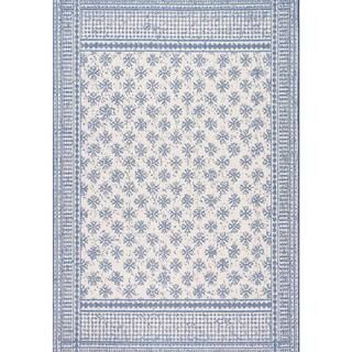Rana Farmhouse Country Trellis with Border Blue 5 ft. x 8 ft.  Indoor/Outdoor Area Rug | The Home Depot