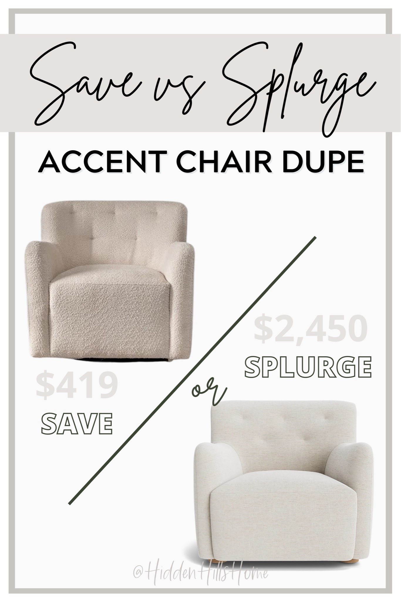 Accent chair dupe, home decor save or splurge, affordable chairs, high vs low price point #home


#LTKSaleAlert #LTKHome #LTKStyleTip