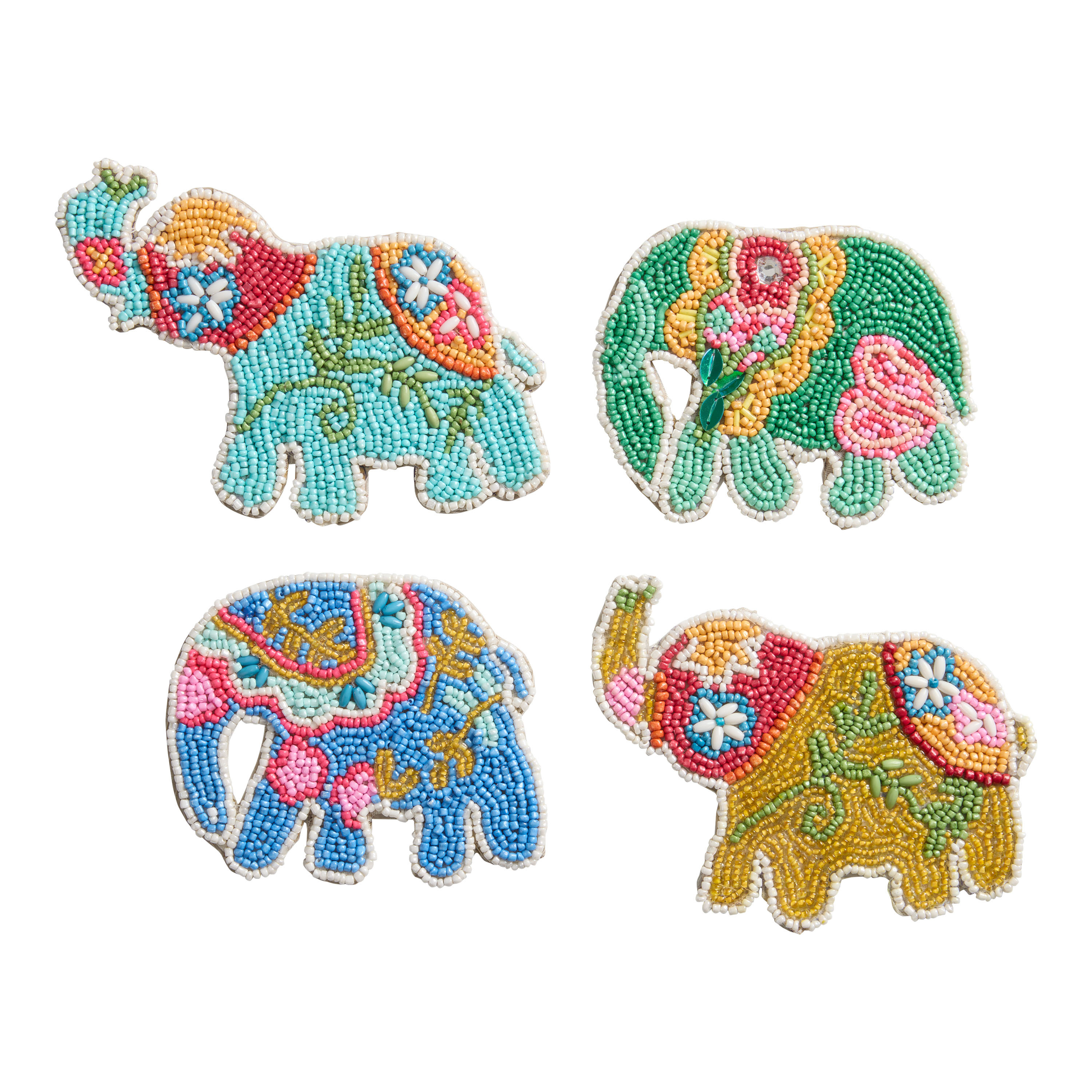 Multicolor Elephant Beaded Coasters 4 Pack | World Market