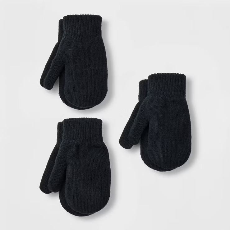 Toddler Solid Mittens - Cat & Jack™ Black One Size | Target