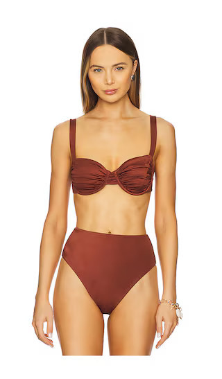 Cleobella Beckett Bikini Top in Burnt Orange. - size XS | Revolve Clothing (Global)