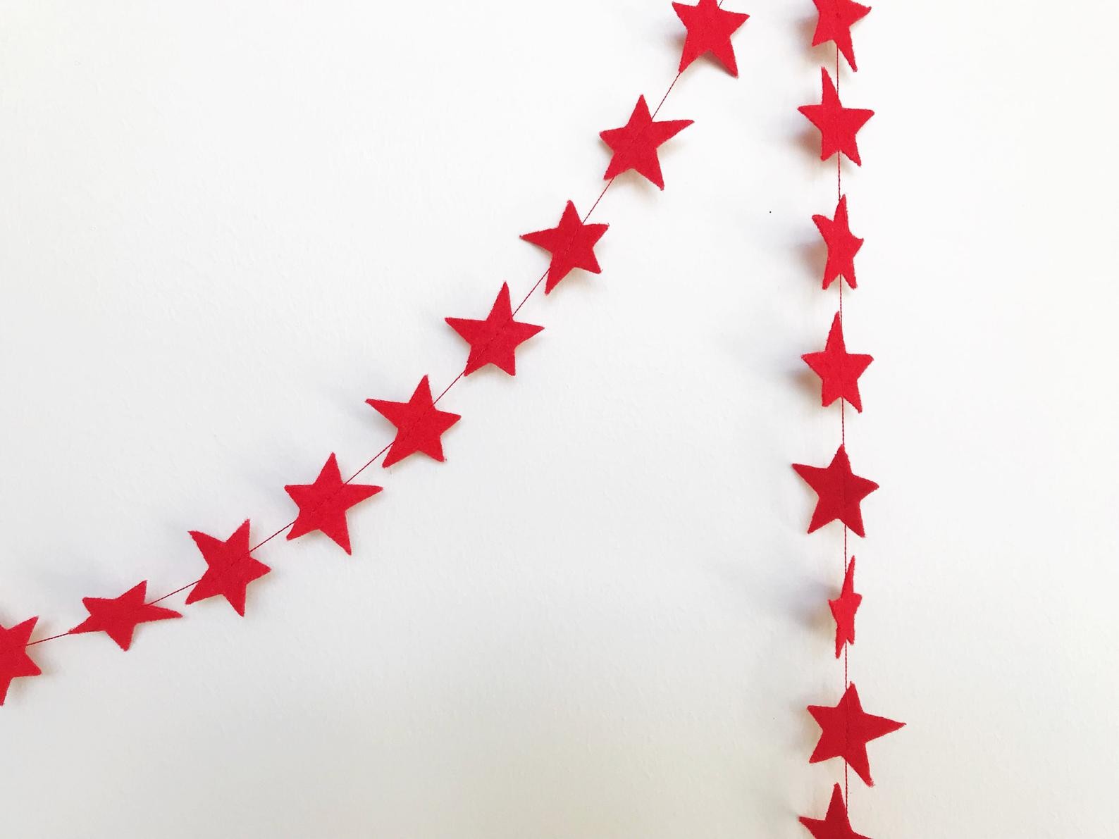 Mini Red Felt Star Garland - Banner, Bunting - Christmas, Patriotic, Holiday, Decor - Etsy Canada | Etsy (US)
