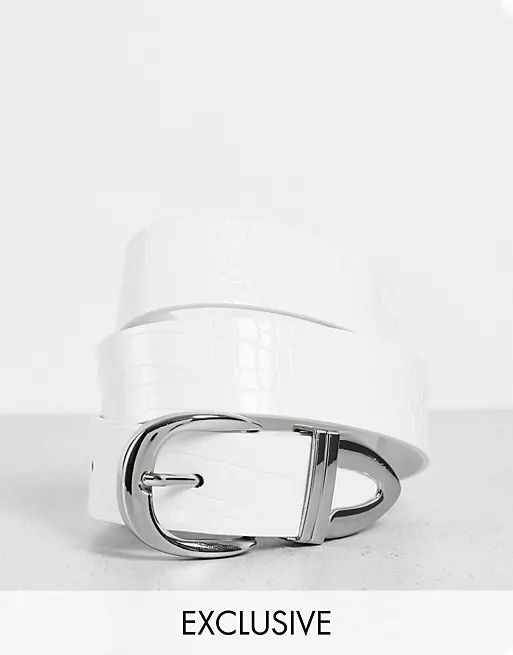 Glamorous Exclusive belt in white croc with silver tipping | ASOS (Global)