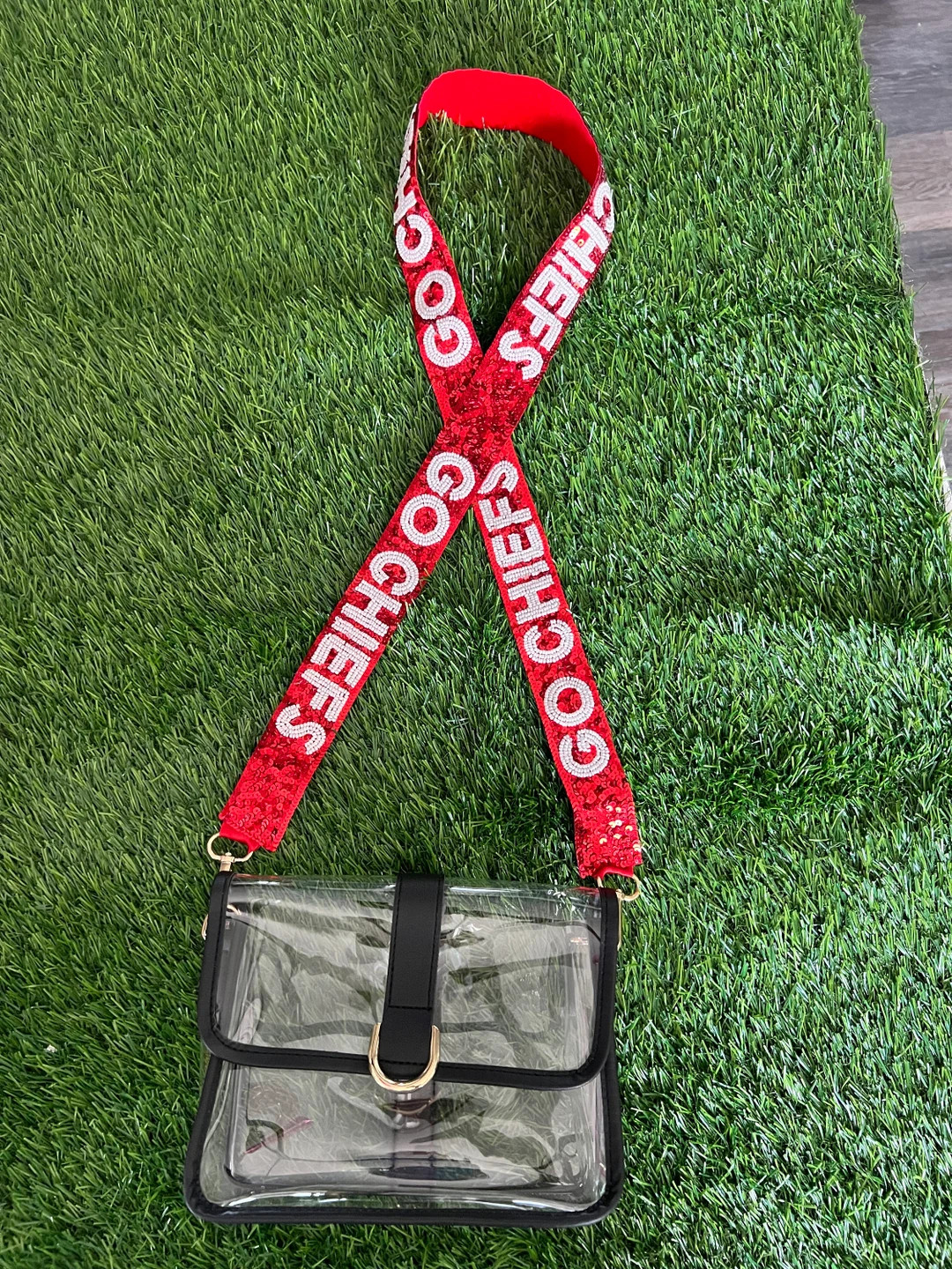 Kansas City Chiefs Sequin Beaded Purse Strap / Chiefs Clear - Etsy | Etsy (US)
