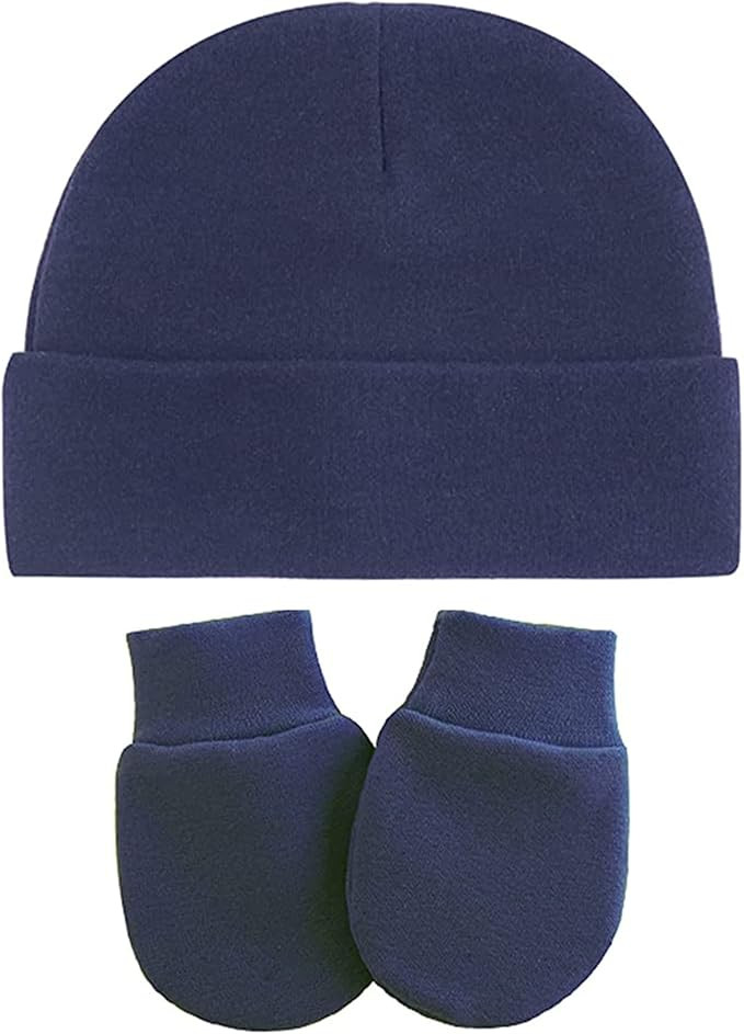 UTTPLL Baby Hats Mittens Set Unisex Newborn Beanie Cap No Scratch Cotton Gloves Toddler Boy Girl ... | Amazon (US)