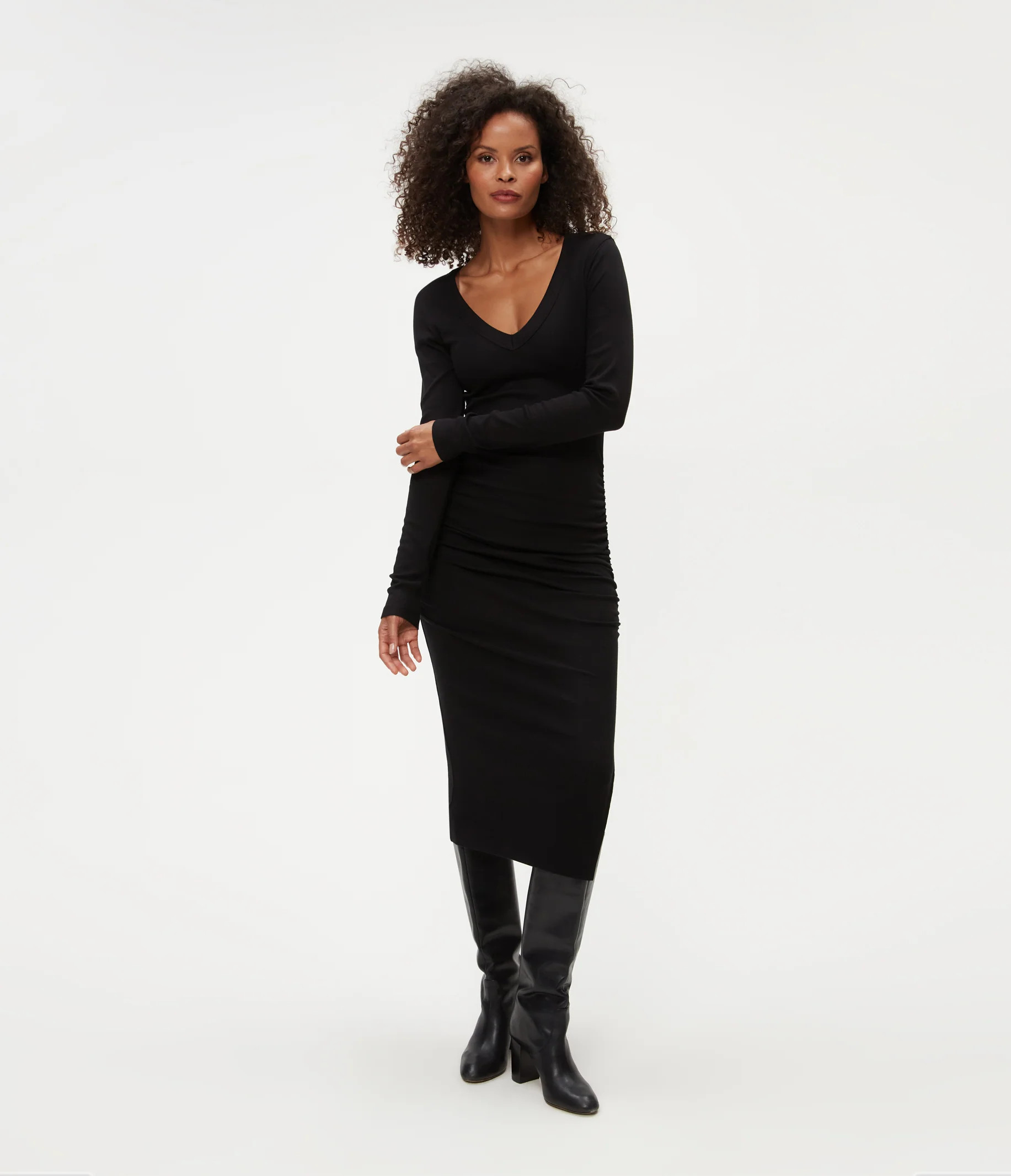 Variant options: Nova Ribbed V-Neck Dress | MichaelStars.com