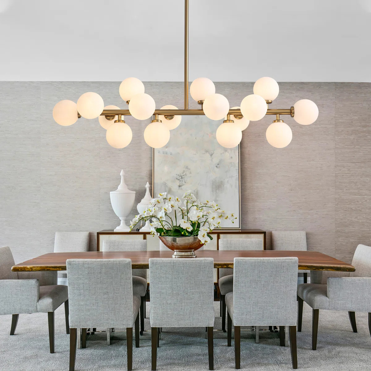 Jewellia 16 - Light Dimmable Bubble Glass Sputnik Modern Linear Chandelier | Wayfair North America