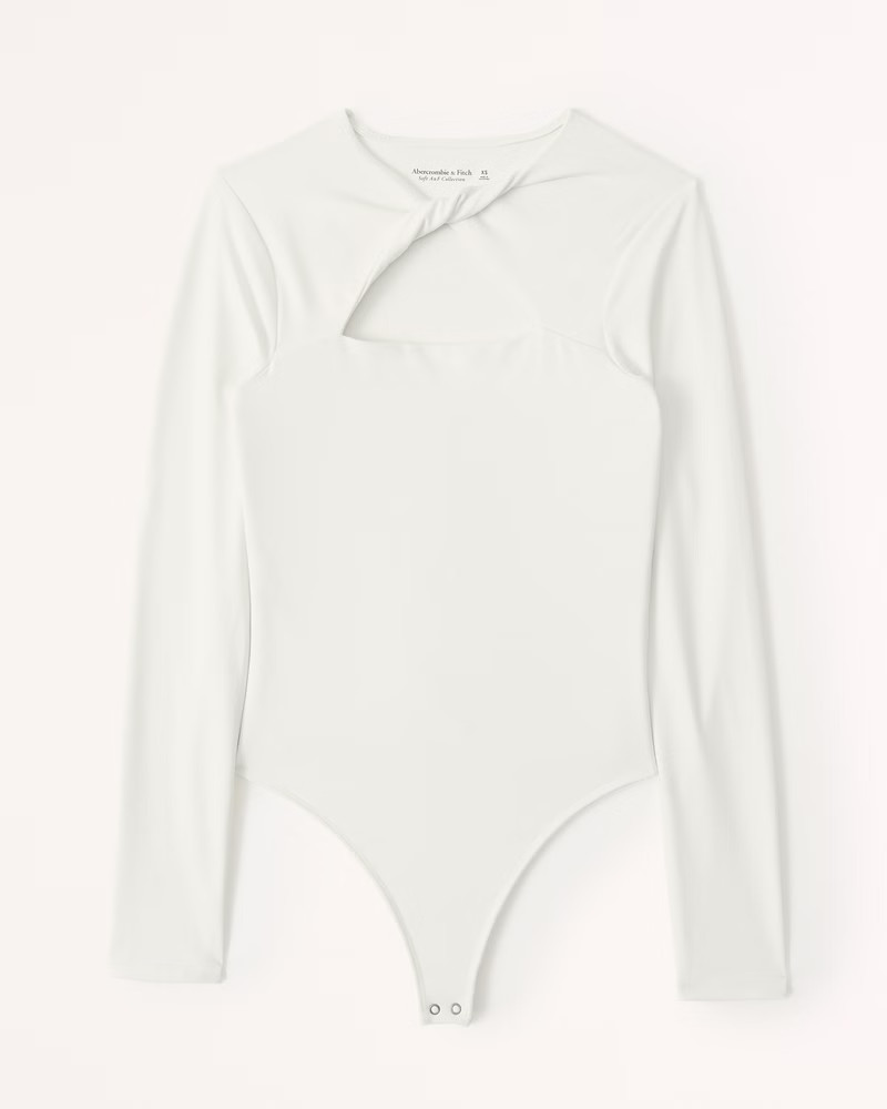 Long-Sleeve Seamless Fabric Twist Cutout Bodysuit | Abercrombie & Fitch (US)